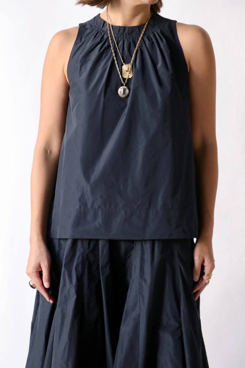 odeeh ultra light taffeta top in navy tops blouses odeeh 339906