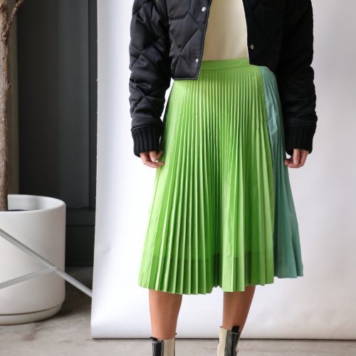 plan c pleated taffeta skirt in pistachio bottoms plan c 926198