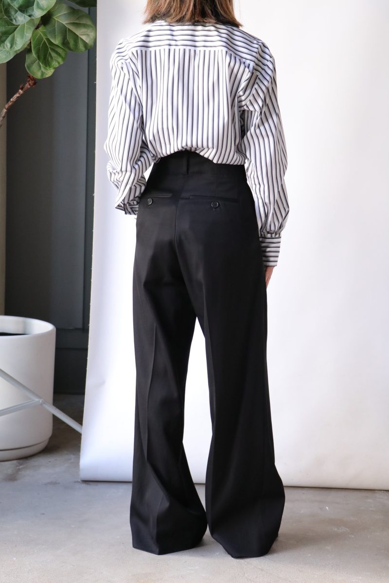 plan c pleated wide leg pants in black bottoms plan c 102312