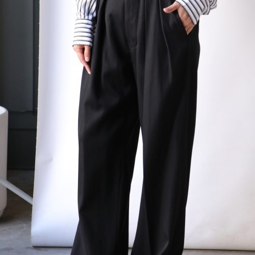 plan c pleated wide leg pants in black bottoms plan c 723738