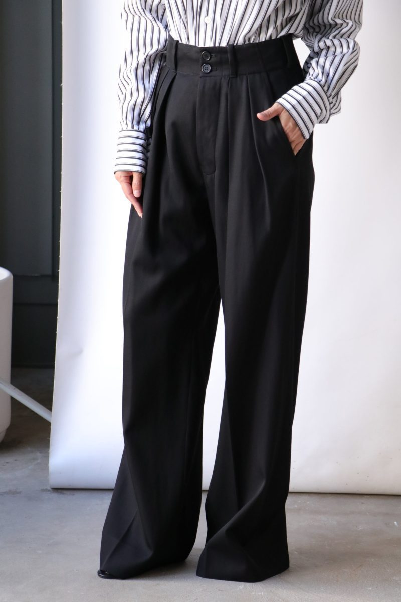 plan c pleated wide leg pants in black bottoms plan c 723738