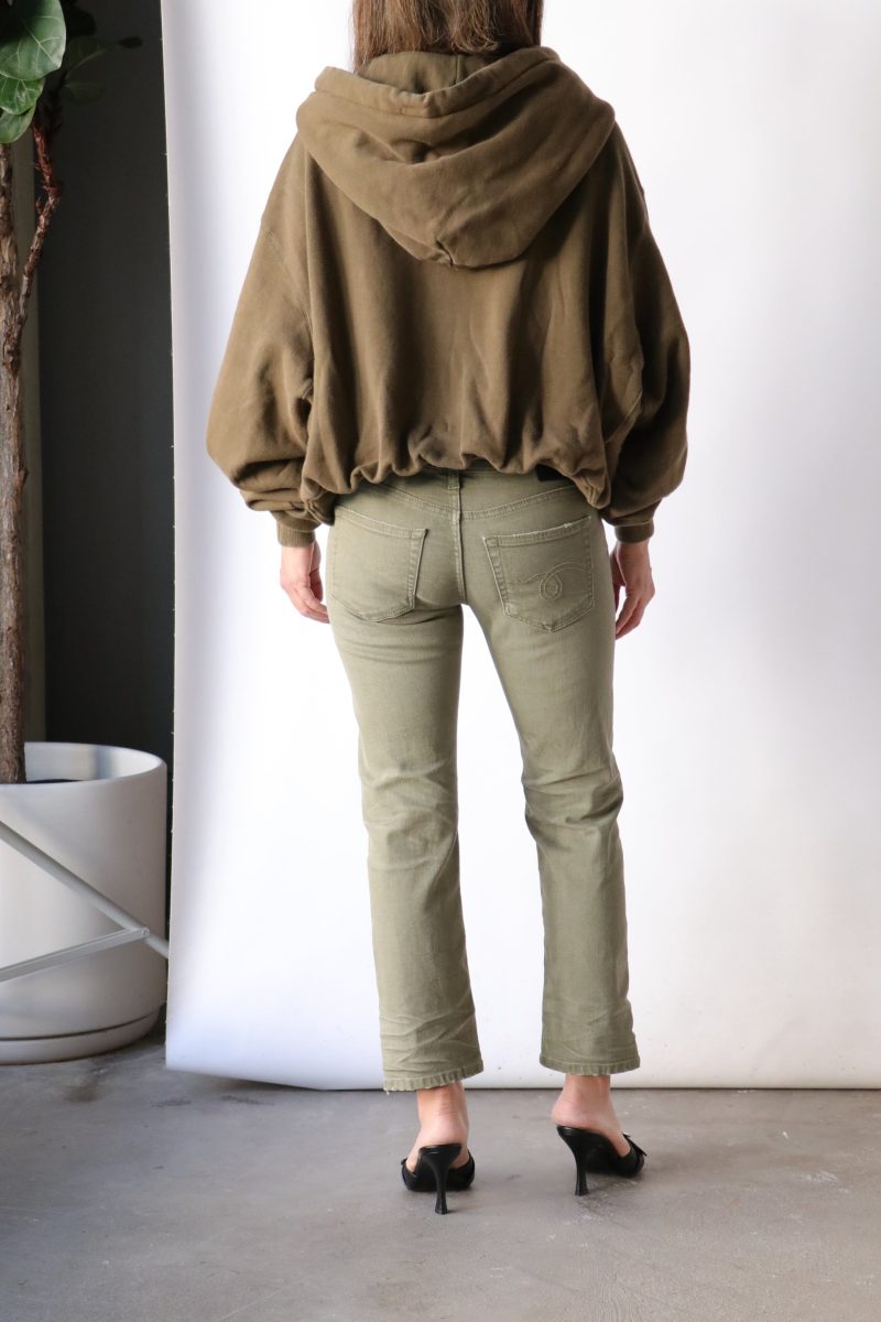 r13 balloon pullover hoodie in dark olive sweatshirts r13 101901