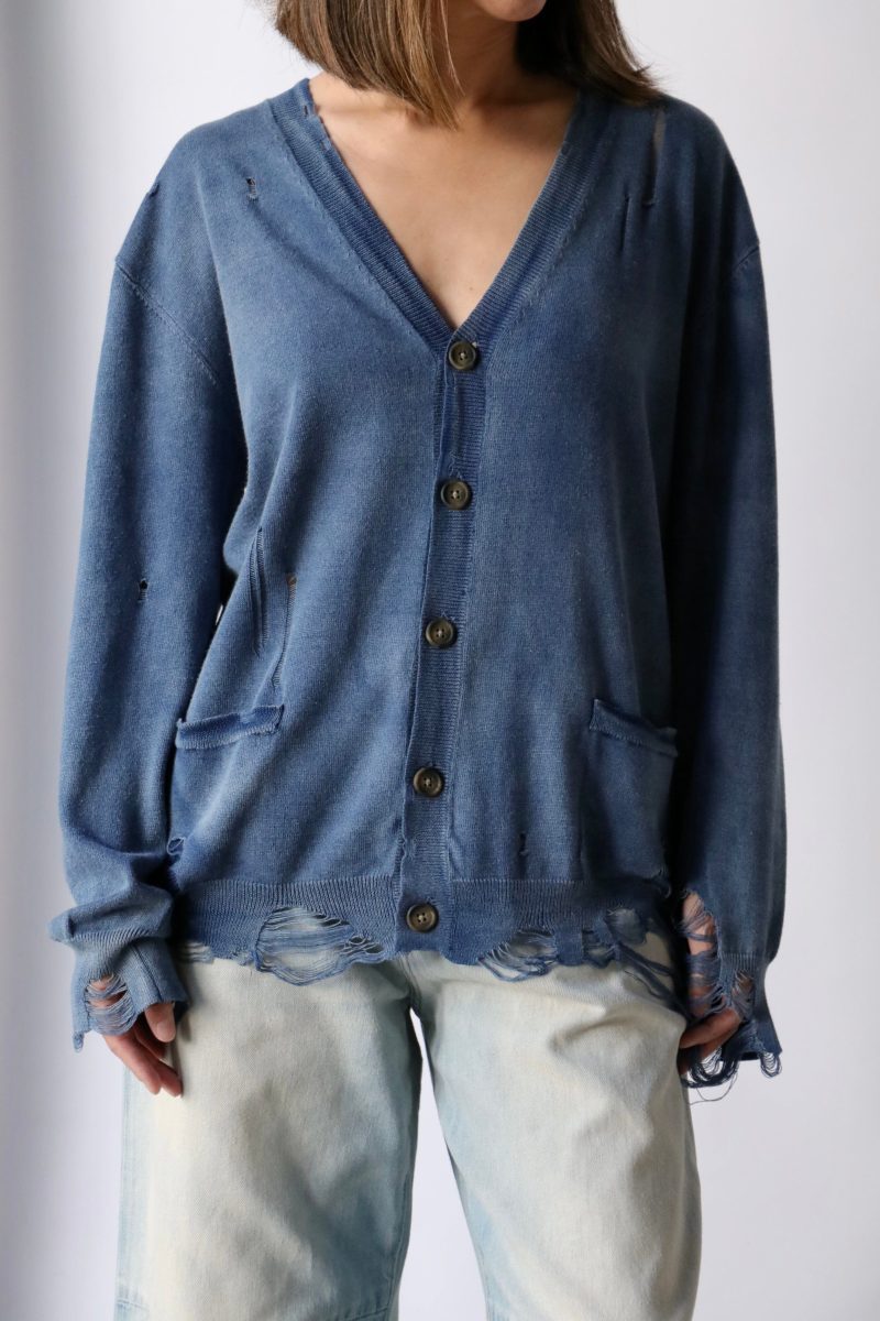 r13 boyfriend cardigan in dark indigo knitwear r13 619791