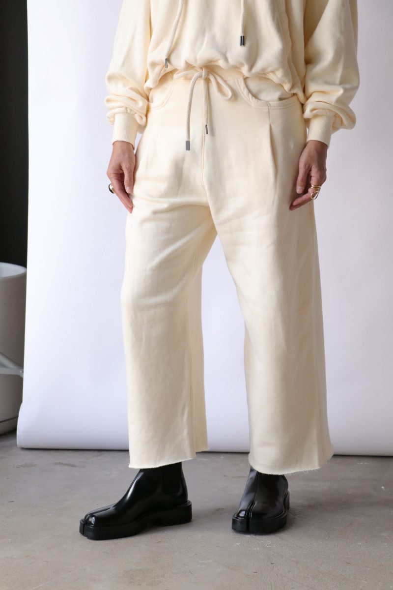 r13 cropped pleated sweatpant in natural bottoms r13 246705