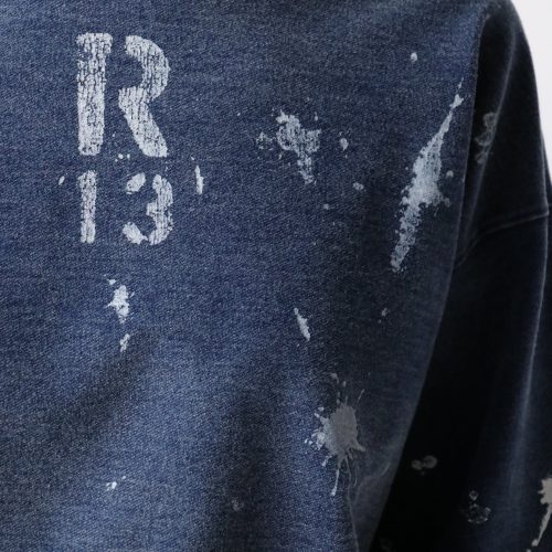 r13 cropped r13 crewneck in indigo blue sweatshirts r13 607941