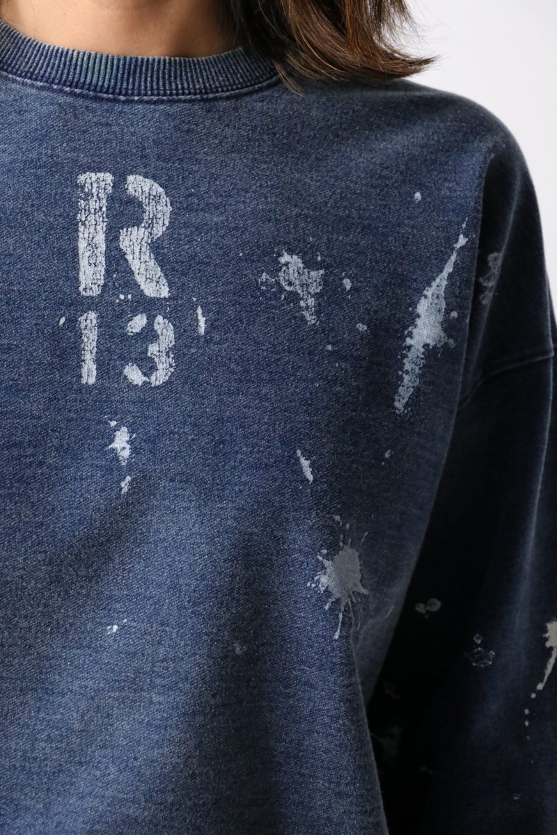 r13 cropped r13 crewneck in indigo blue sweatshirts r13 607941