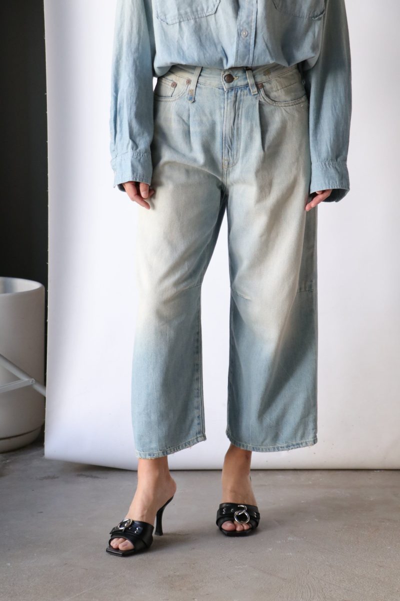 r13 cropped wide leg jean in toni blue bottoms r13 841086