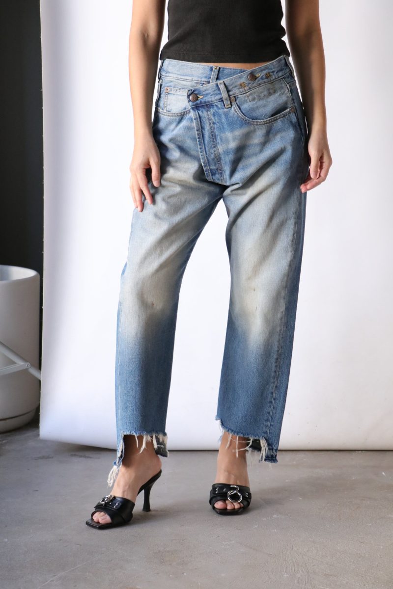 r13 cross over jean in turner blue bottoms r13 310453