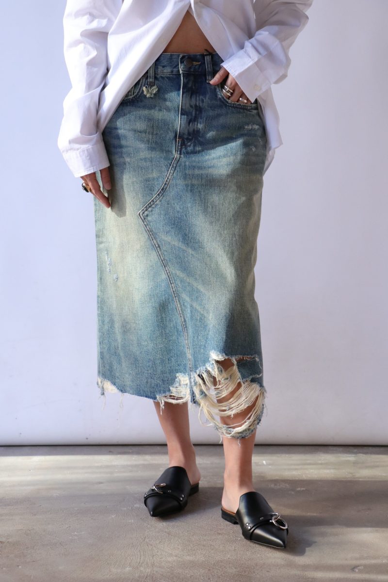 r13 jesse skirt in clinton blue bottoms r13 221353