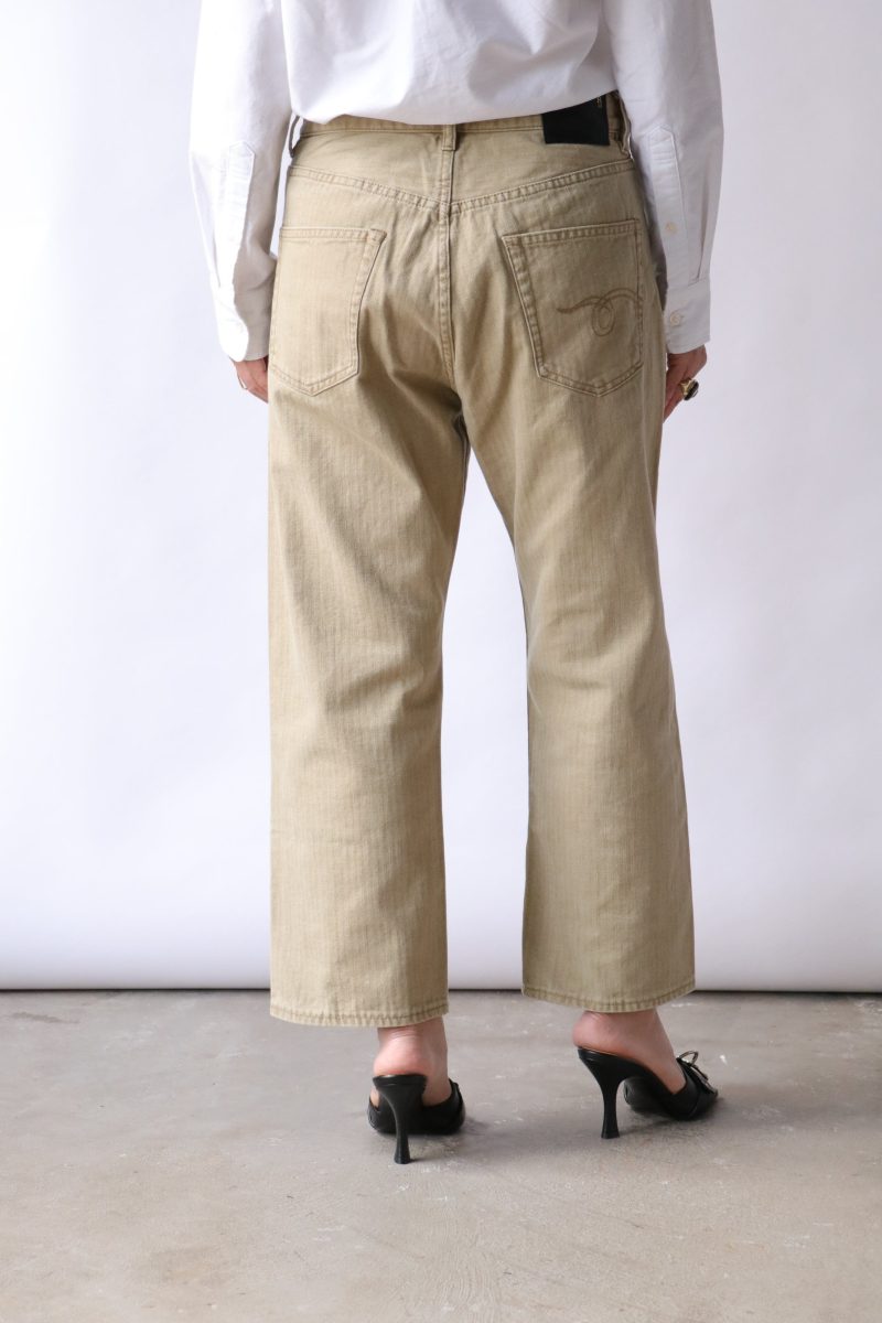 r13 x boyfriend jean in khaki herringbone twill bottoms r13 240811