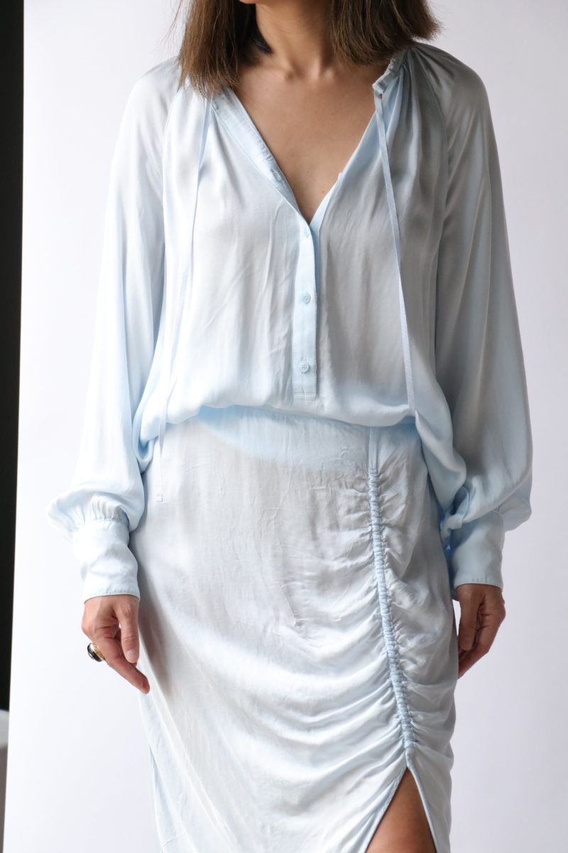 raquel allegra poet blouse in ice blue tops blouses raquel allegra 882791