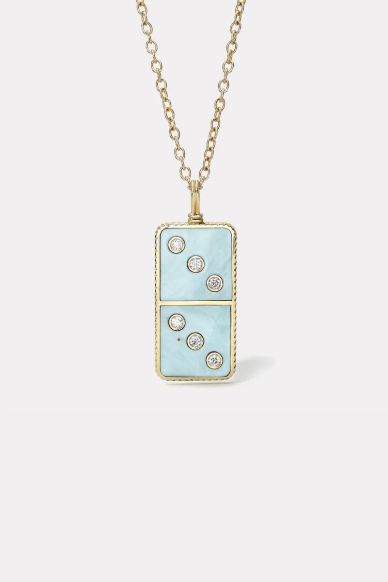 retrouvai classic diamond domino necklace w semiprecious stone inlay turquoise jewelry retrouvai 723855