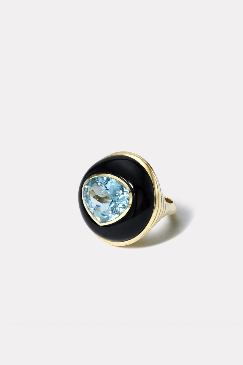 retrouvai classic lollipop ring in aquamarine in hand carved black jade jewelry retrouvai 949657