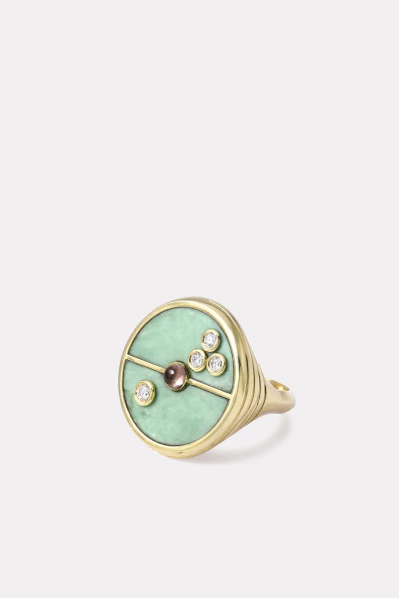 retrouvai compass signet ring in green turquoise jewelry retrouvai 796099