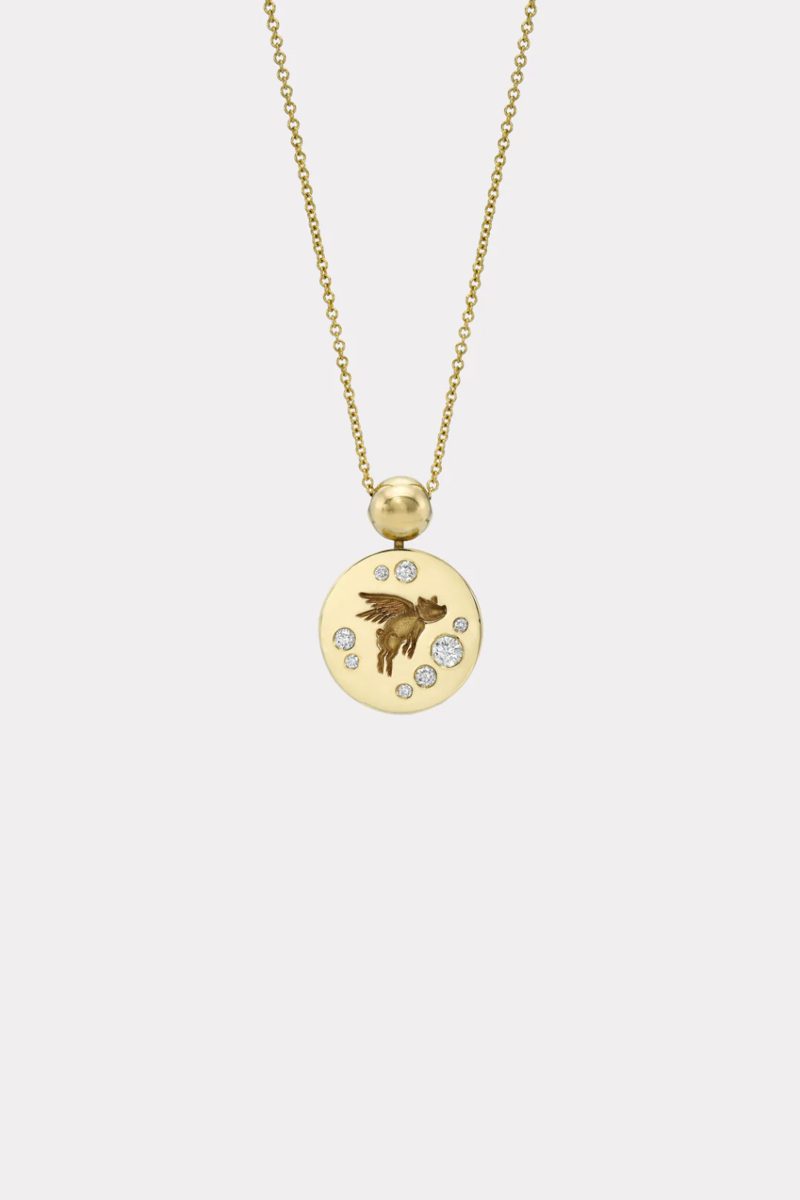 retrouvai flying pig fantasy signet pendant necklace with diamonds jewelry retrouvai 321728