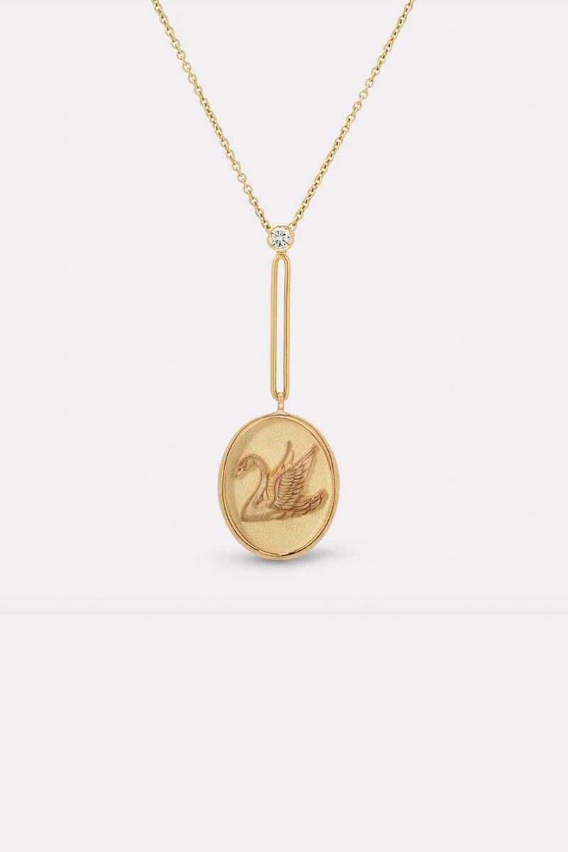 retrouvai grandfather fantasy signet pendant necklace swan jewelry retrouvai 868883