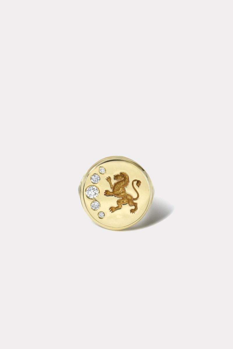 Retrouvai Lion Diamond Fantasy Signet Ring w/ Diamonds Jewelry Retrouvai 7