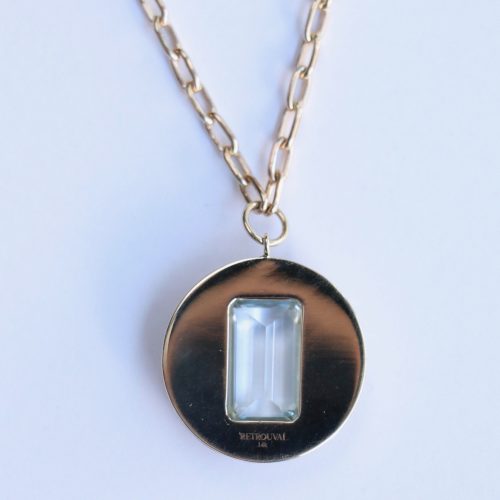 retrouvai lollipop pendant necklace aquamarine in petrified wood jewelry retrouvai 294133