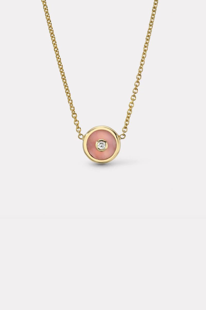 retrouvai mini compass pendant w pink opal jewelry retrouvai 287835