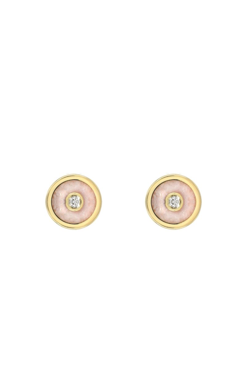 retrouvai mini compass stud earrings w pink opal jewelry retrouvai 319360