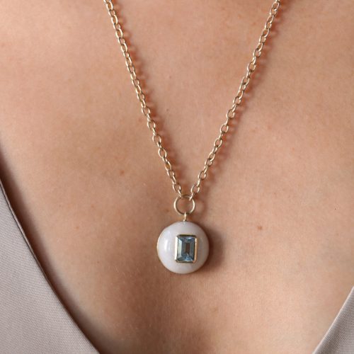 retrouvai small lollipop pendant aquamarine in white quartz jewelry retrouvai 153711