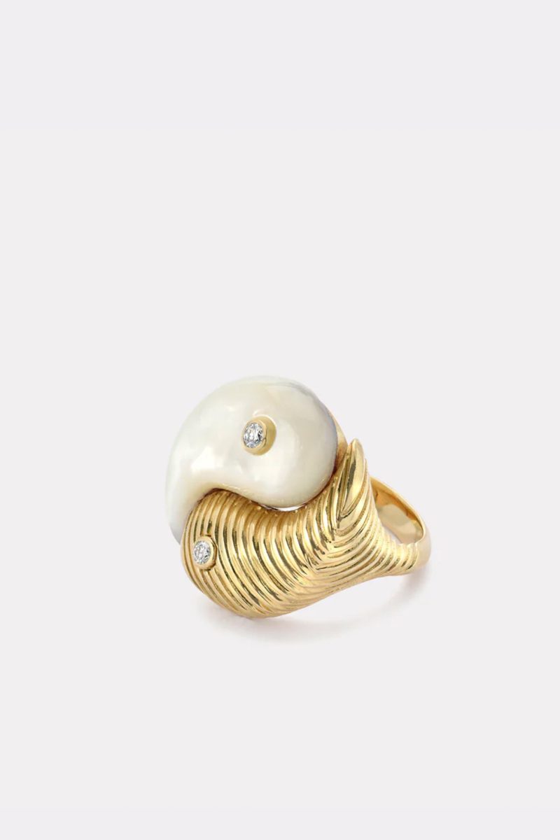 retrouvai tin yang ring in white mother of pearl jewelry retrouvai 165253