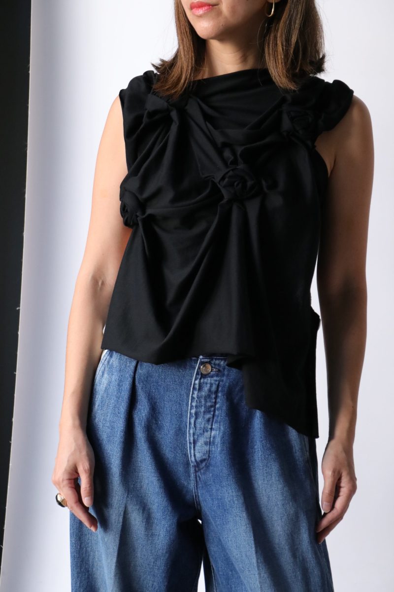 tanaka one peace flower tank in black tops blouses tanaka 341590