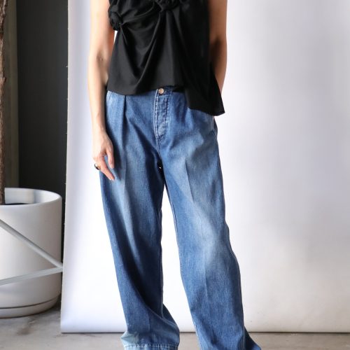 tanaka wide jean trousers in vintage blue bottoms tanaka 495090