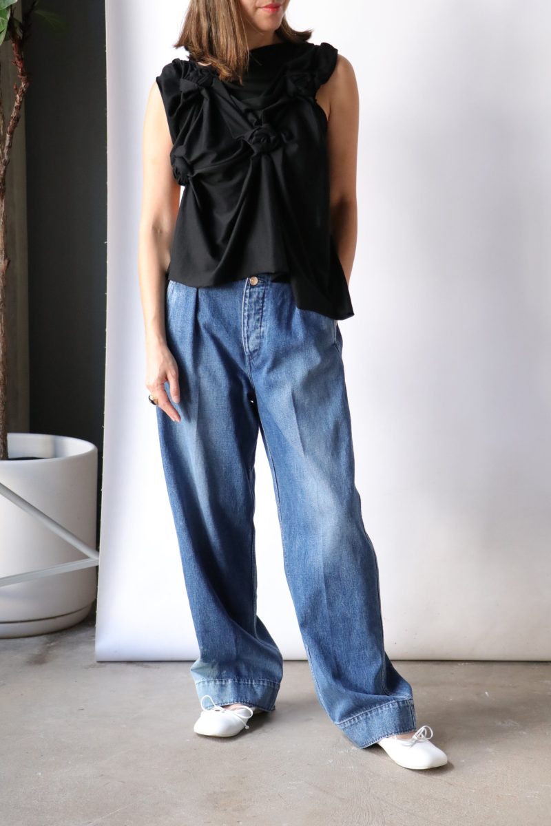 tanaka wide jean trousers in vintage blue bottoms tanaka 495090