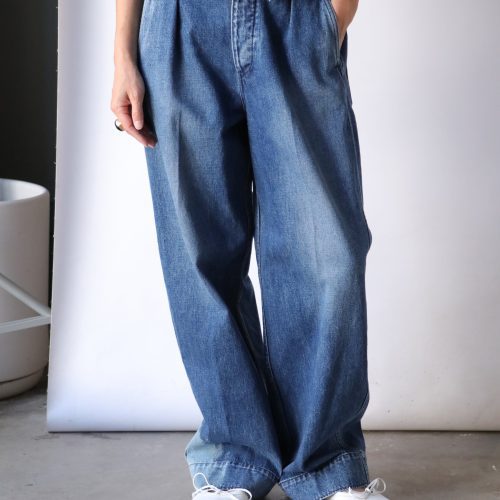 tanaka wide jean trousers in vintage blue bottoms tanaka 641313