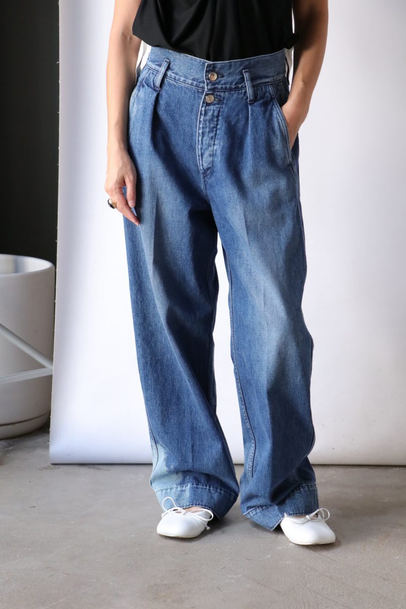 tanaka wide jean trousers in vintage blue bottoms tanaka 648030