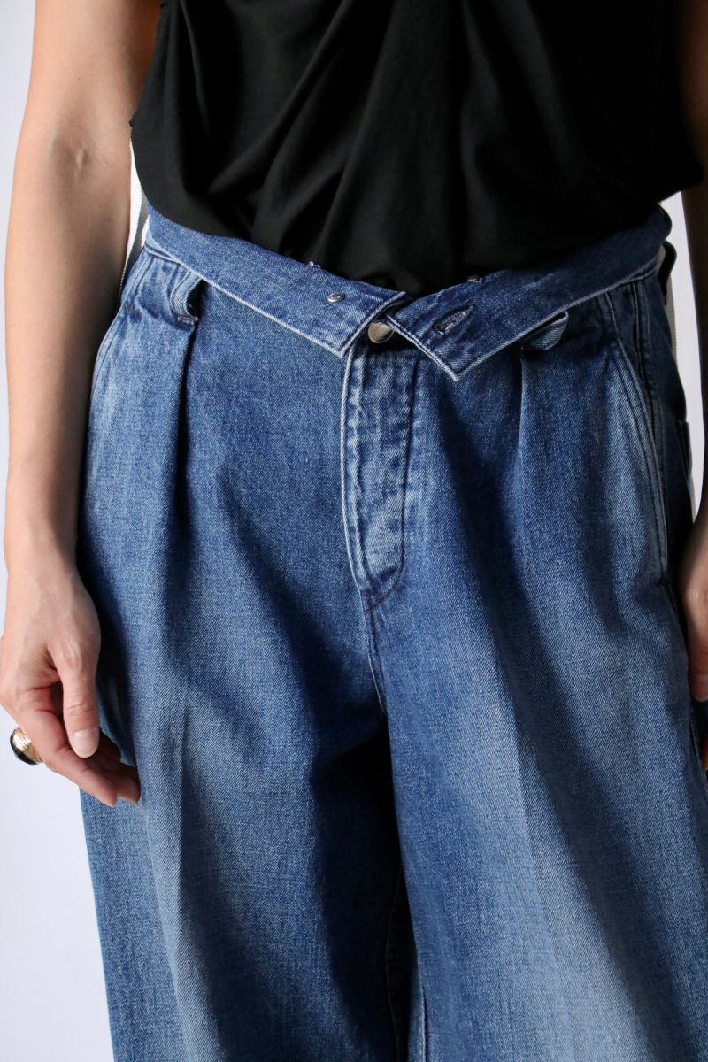 tanaka wide jean trousers in vintage blue bottoms tanaka 768527