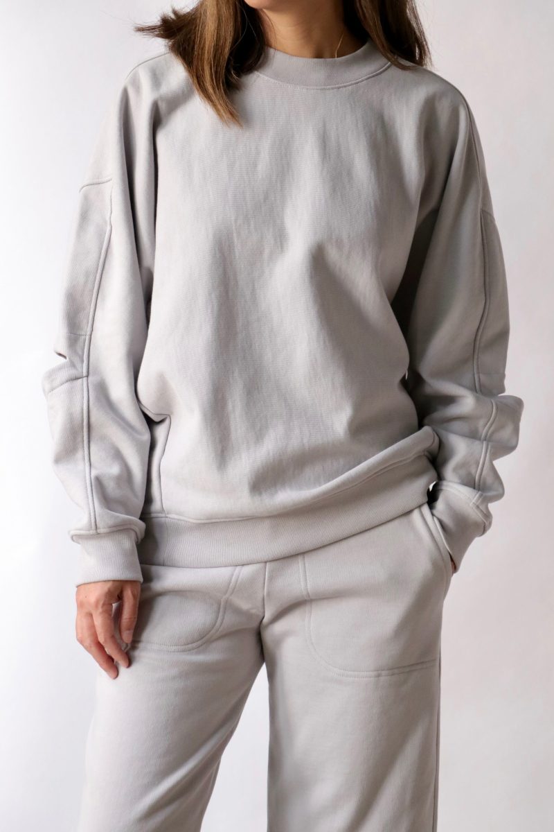 tibi cocoon crewneck sweatshirt in greystone sweatshirts tibi 471977