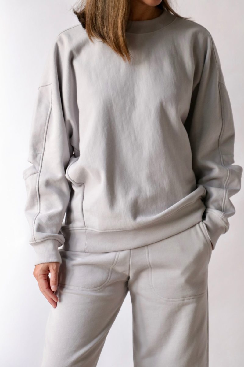 tibi cocoon crewneck sweatshirt in greystone sweatshirts tibi 482985