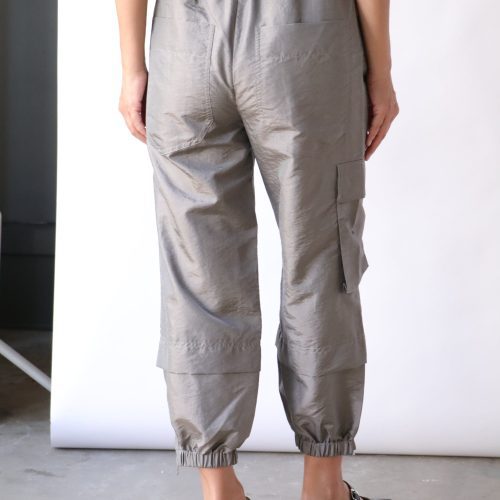 tibi crispy nylon wilt pull on jogger in grey bottoms tibi 960495