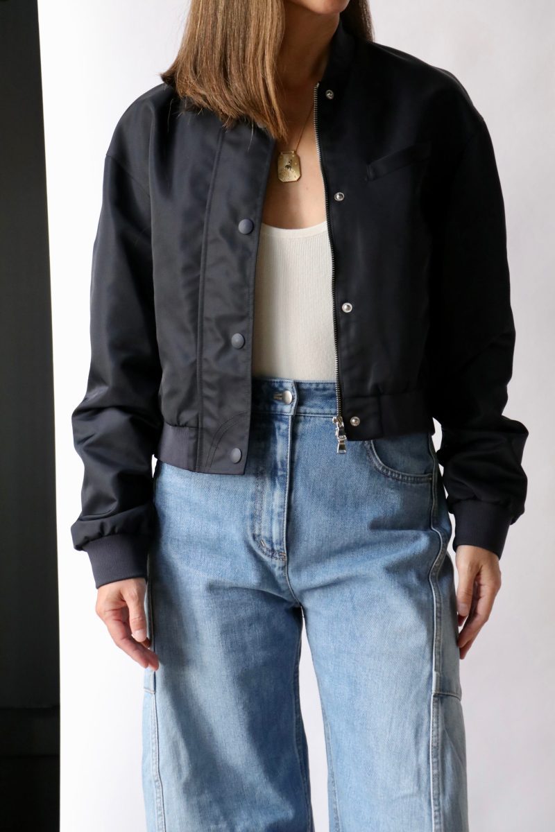 tibi eco nylon cropped bomber in midnight navy outerwear tibi 230206