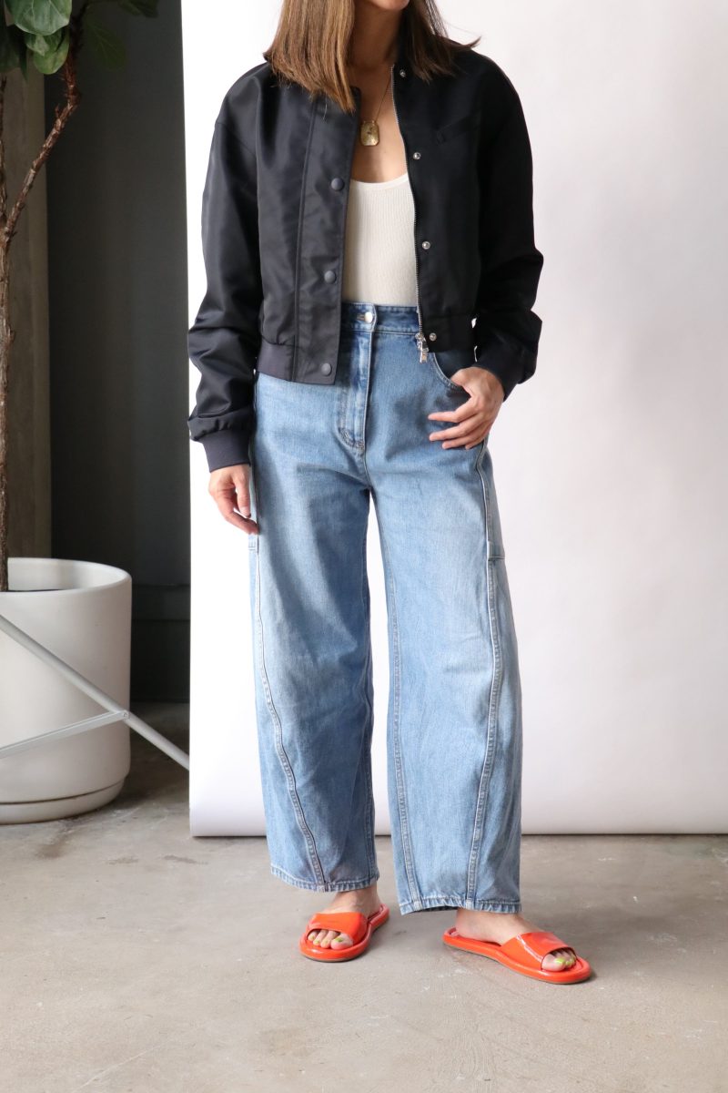 tibi eco nylon cropped bomber in midnight navy outerwear tibi 312023