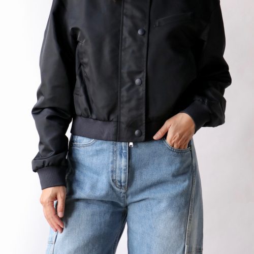 tibi eco nylon cropped bomber in midnight navy outerwear tibi 539981