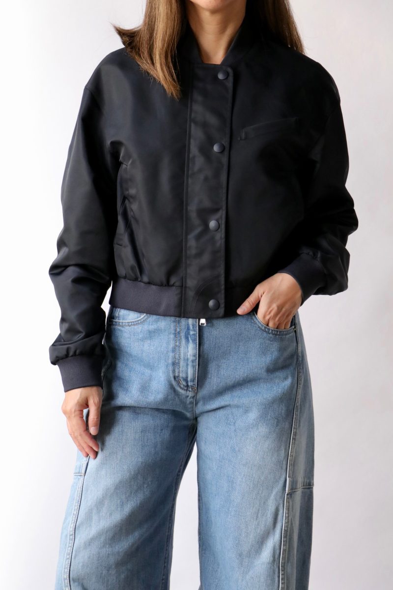 tibi eco nylon cropped bomber in midnight navy outerwear tibi 539981