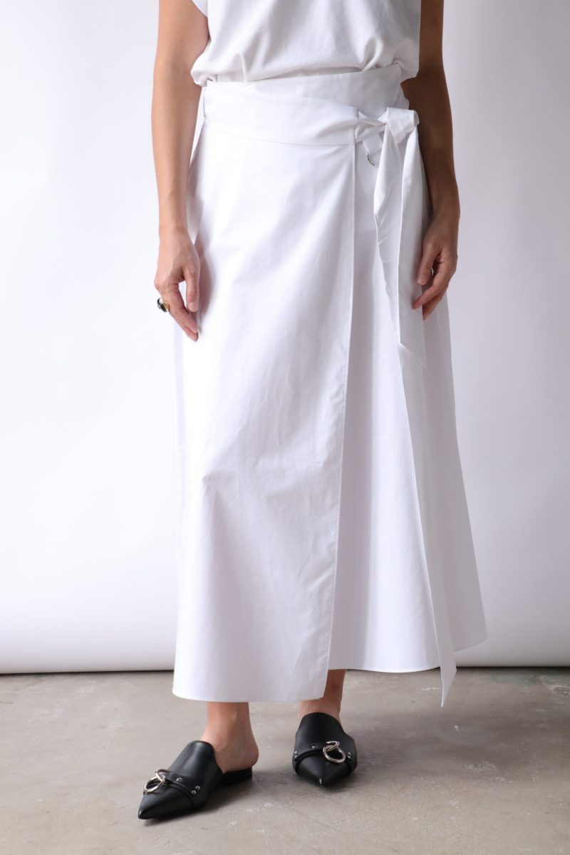 tibi eco poplin back wrap skirt in white bottoms tibi 121707