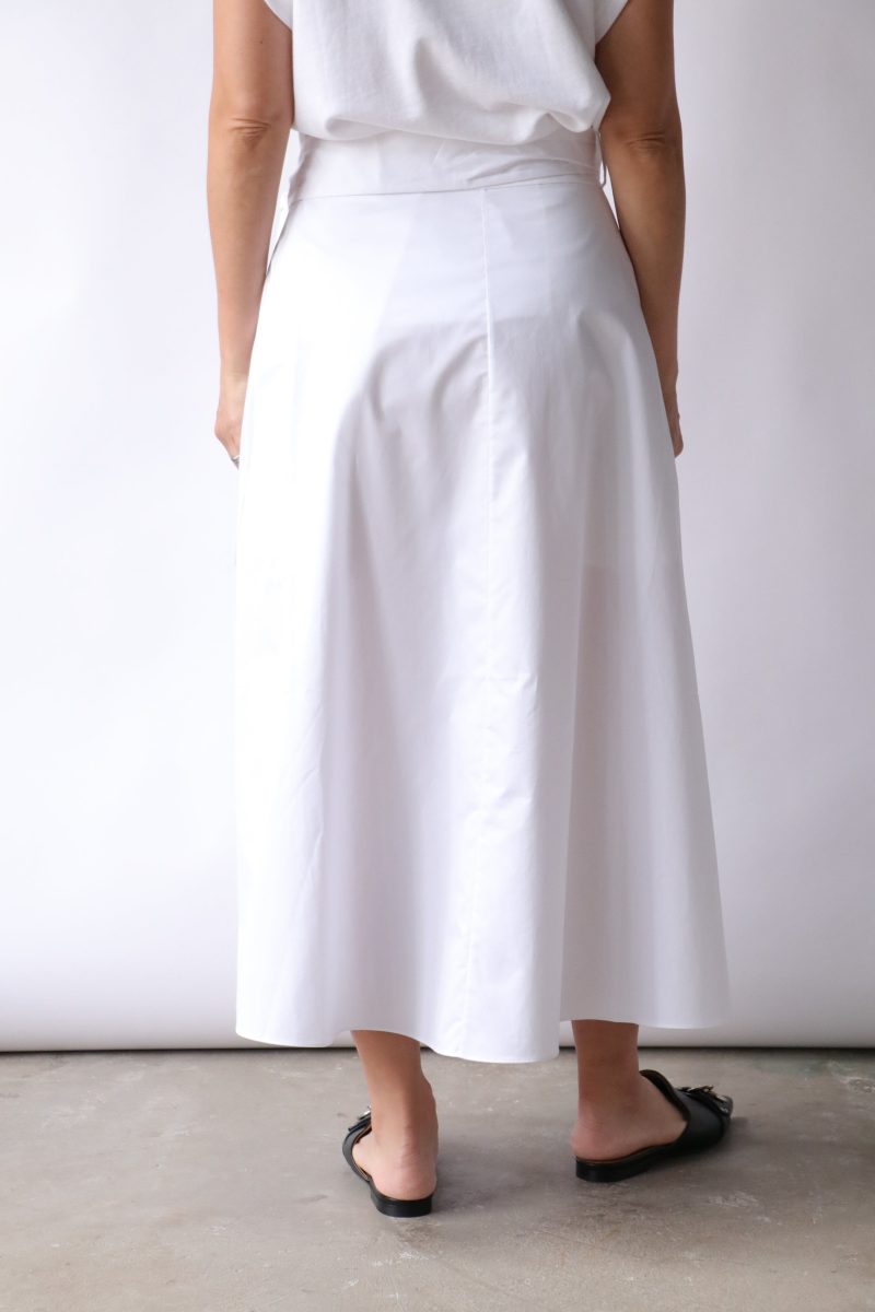 tibi eco poplin back wrap skirt in white bottoms tibi 205601