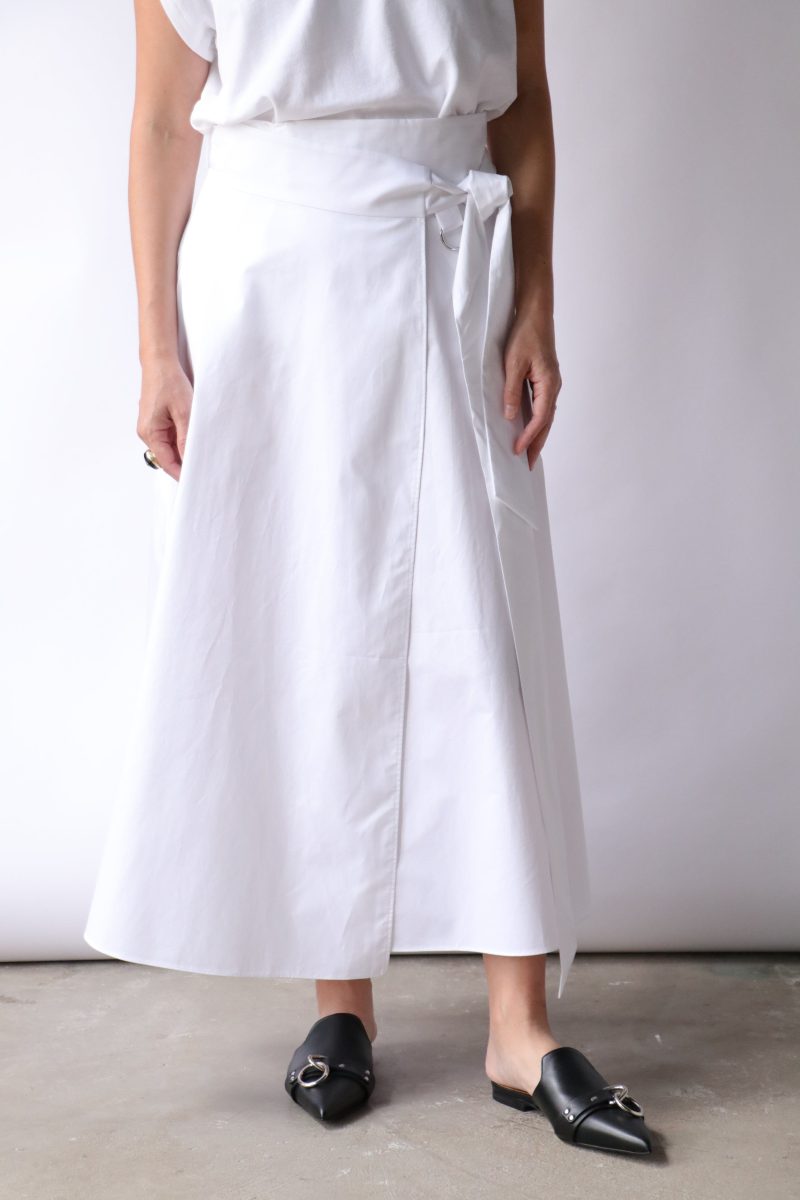 tibi eco poplin back wrap skirt in white bottoms tibi 843171