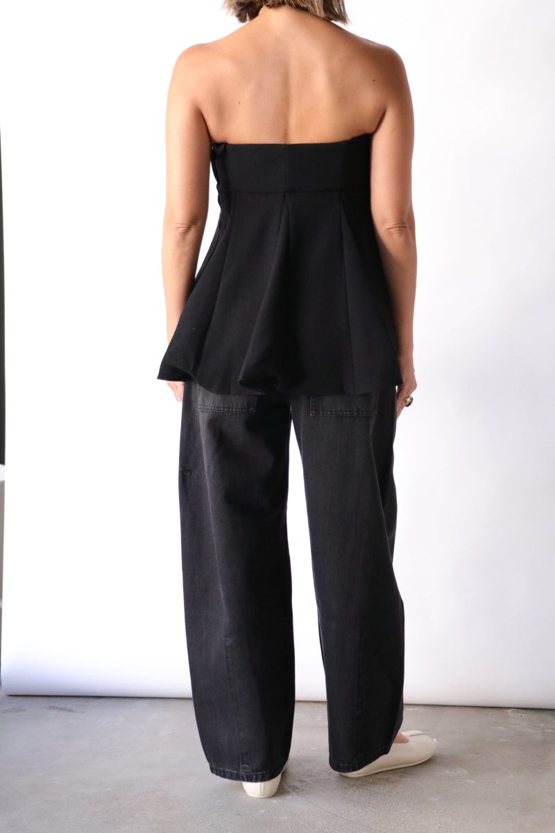 tibi melee crepe strapless top in black tops blouses tibi 820694