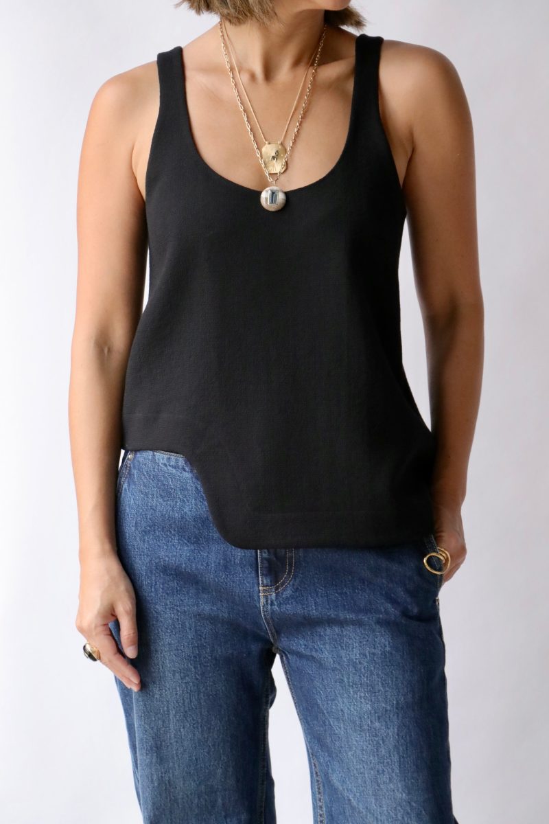 tibi melee crepe tank top in black tops blouses tibi 136925