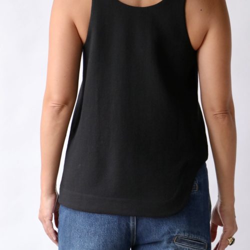 tibi melee crepe tank top in black tops blouses tibi 402245