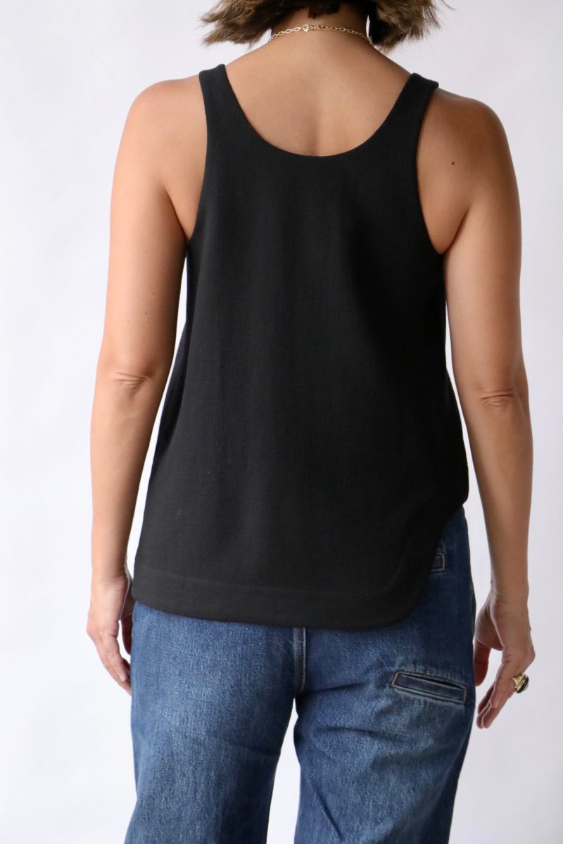 tibi melee crepe tank top in black tops blouses tibi 402245